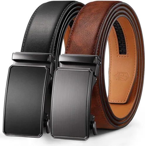 Vista 9 de Zitahli Cinturón para hombre, paquete de 2 unidades, diseño de cinturón de cuero para trabajo, negocios y pantalones de golf casuales, accesorios