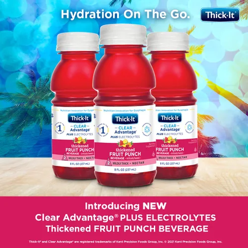 Vista 4 de Thick-It Clear Advantage Ponche de frutas ligeramente grueso, 8 onzas, paquete de 24 Ready-to-drink thickened fruit punch for dysphagia; mildly