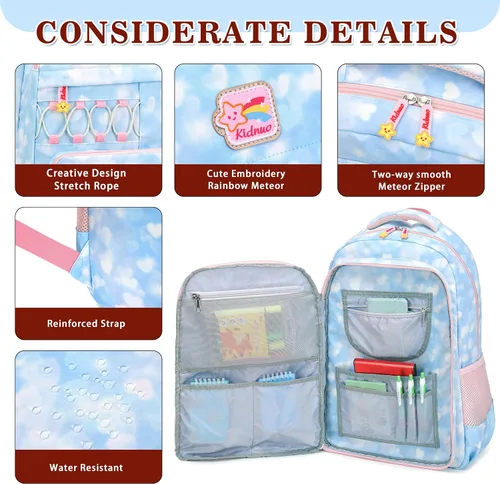 Vista 5 de Mochila escolar para niñas, mochila para computadora portátil, mochila escolar linda para niños y jardín de infantes, mochilas grandes para mujeres