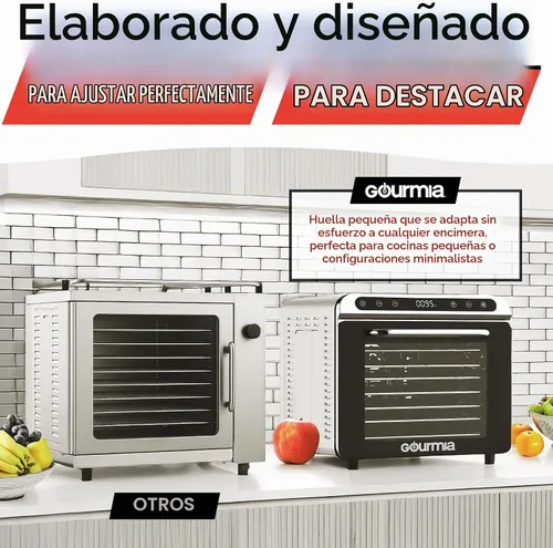 Vista 7 de Gourmia Deshidratador de alimentos de 8 bandejas – Secador digital de alimentos de acero inoxidable para carne seca, frutas y hierbas, control