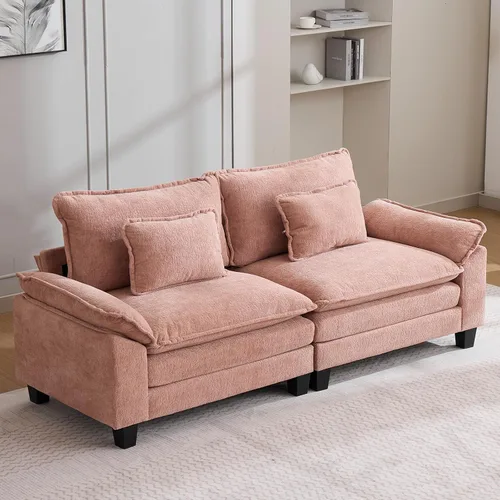 Vista 48 de Oprisen Sofá Seccional Modular, Cómodo Cloud Couch Sofá Seccional, Sofá Cama de Chenilla con Asiento Profundo con Almohadas Decorativas para Sala