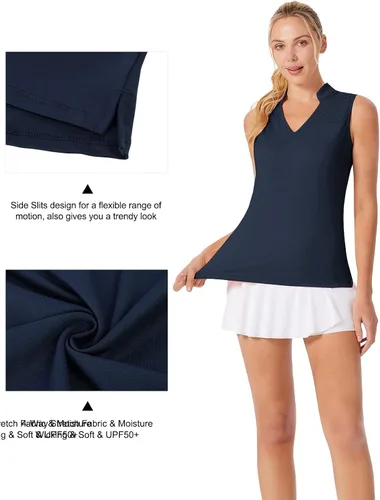 Vista 4 de JACK SMITH Camiseta de golf para mujer, sin mangas, ajuste seco, camiseta sin mangas para entrenamiento