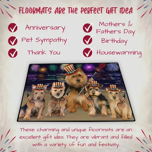 Vista 7 de Doggie of the Day Australian Terrier Dogs Floor Mat - 4th of July Independence Day - Best Dog Doormat - Protector Decor - Unique Portrait Art
