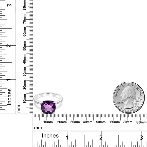Vista 34 de Gem Stone King Anillo de compromiso de plata de ley 925 con piedra preciosa de corte cojín de 0.39 pulgadas Anillo de compromiso de aniversario