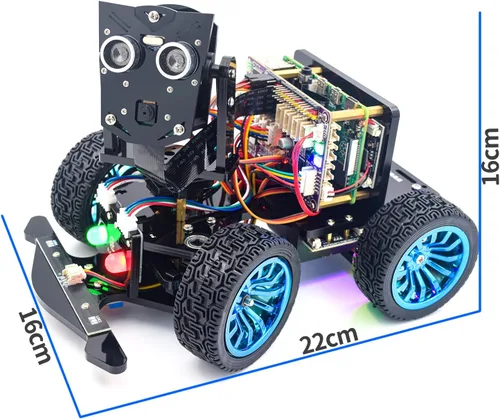 Vista 7 de Adeept PiCar-B Mars Rover Kit de coche inteligente para Raspberry Pi 5/4B/3B/3B+, evitación de obstáculos, seguimiento de línea, seguimiento de luz