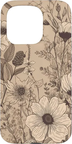 Vista 14 de Funda para iPhone 12 Pro Max Beige Tan Wildflower Floral Minimal Flower Boho