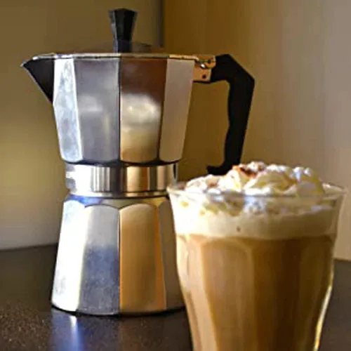 Vista 4 de Moka Pot - Cafetera italiana, géiser de aluminio, cafetera de géiser, hervidor de agua, estufa con leche, utensilios de café clásicos, accesorios