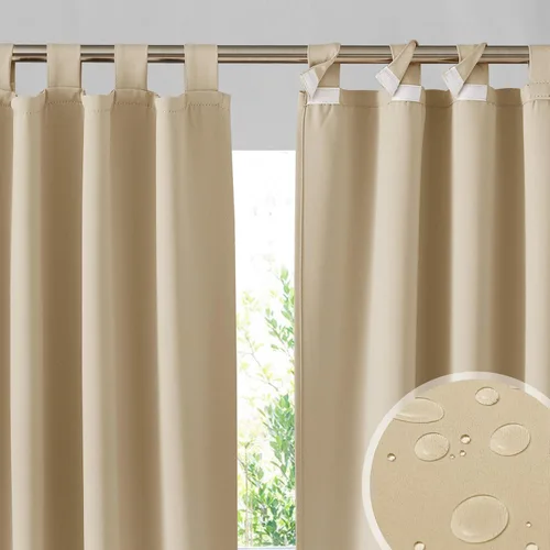 Vista 11 de RYB HOME Cortinas para Exteriores para Patio - 2 Paneles Cortinas para Exteriores Desmontables con Parte Superior Adhesiva Impermeables Opacas