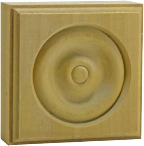 Vista 2 de EWAP30 Rosette Casing Corner Block 1" x 3" Cuadrado Sin Terminar, Cereza