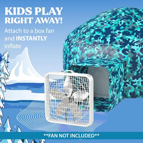 Vista 2 de W&O Aerodome Arctic Camo con luces LED y sonido, se infla en segundos para niños de 3 a 12 años (ventilador no incluido)