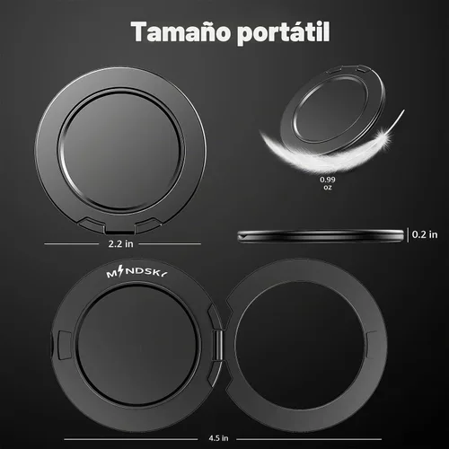 Vista 6 de Mindsky Soporte de Anillo Magnético de Doble Cara para Teléfono Compatible con Fundas Magsafe iPhone 12 13 14 15 Serie (Dos Imanes)