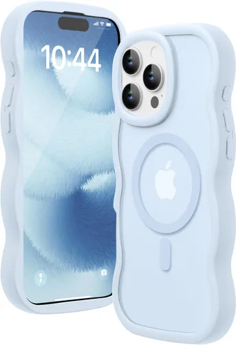 Vista 140 de Magsafe - Funda magnética para iPhone 12 Pro Max, compatible con Magsafe con marco ondulado, translúcido, mate, parte trasera dura, de silicona, a
