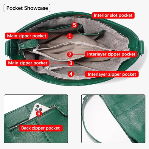 Vista 24 de Moda suave cuero genuino borla mujer bolso señoras hombro mensajero hobo bolso
