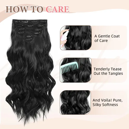 Vista 7 de Fliace Clip in Hair Extensions, 6 PCS Natural & Blends Well Hair Extensions, Long Wavy Hairpieces(20inch, 6pcs, Light Blonde)