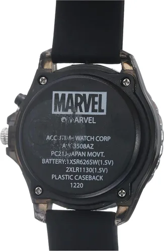 Vista 2 de Marvel The Avengers AVG3508 - Reloj para niños con correa de goma negra Negro - Movimiento de cuarzo