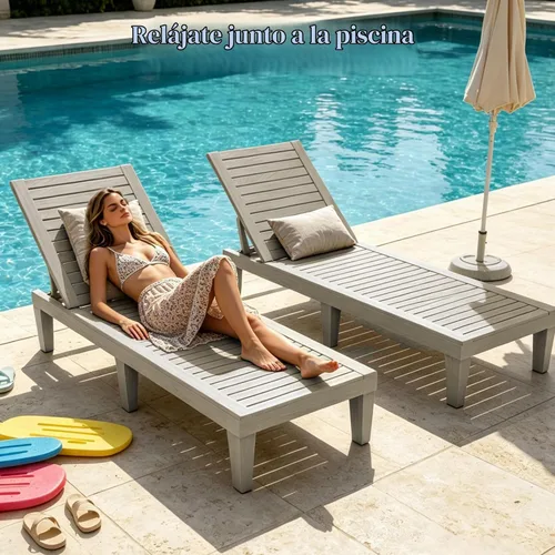 Vista 6 de EFU Sillón para exteriores, juego de 2 sillas de bronceado PP de alto