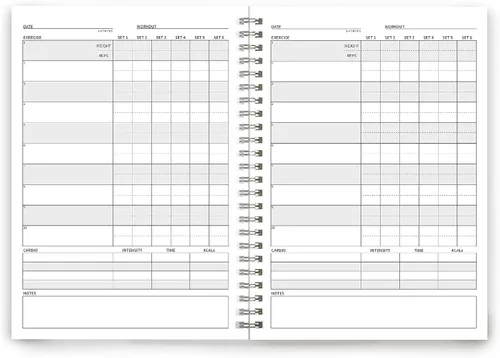 Vista 3 de The Gym Log - El cuaderno de registro perfecto para grabar tus entrenamientos: 8.26 x 5.8 pulgadas con 104 páginas y espacio para 100 entrenamientos