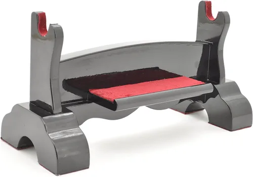 Vista 10 de Pie de mesa de madera negra laqueada Handmade Sword, para espadas katana o wakizashi, de lujo, cuadro titular de la visualización