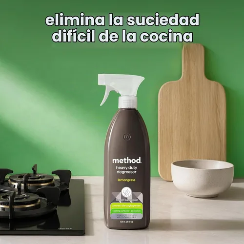 Vista 3 de Method Desengrasante de Servicio Pesado, Aroma a Hierba de Limón, Limpiador de Horno y Limpiador de Superficie de Estufa, Botella de Spray de 28 Oz