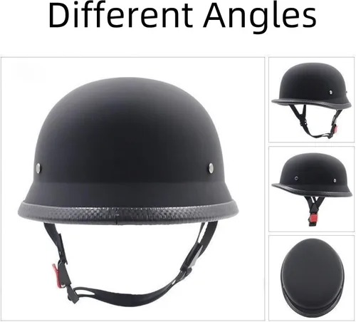 Vista 3 de Casco de motocicleta estilo alemán medio casco para adultos, hombres y mujeres, aprobado por DOT, casco retro para crucero, scooter, Chopper