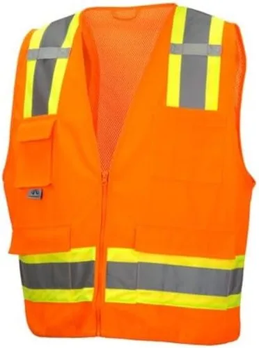 Vista 5 de Pyramex Class 2 Surveyor's Safety Vest with 6 Pockets, Hi-Vis Lime, 4XL verde lima (Hi Vis Lime)
