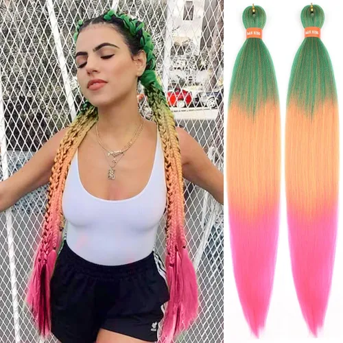 Vista 73 de Cabello trenzado preestirado ombré, extensiones de cabello trenzado sedoso, sin picazón, trenzas de cabello trenzado de ganchillo con textura Yaki