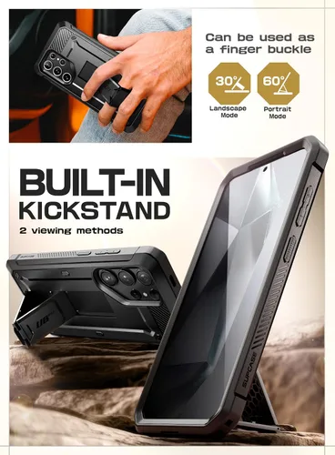Vista 4 de SUPCASE Funda para Samsung Galaxy S24 Ultra con soporte, [Unicorn Beetle Pro] [2 marcos frontales]