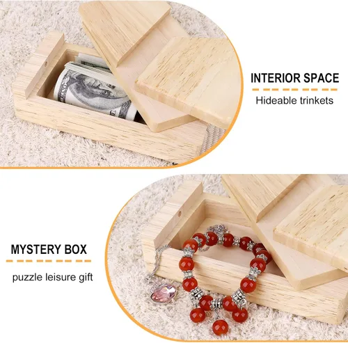 Vista 3 de Caja de Rompecabezas Imposible, Caja Secreta de Dinero, Mini Caja de Rompecabezas 3D, Cajas de Tarjetas de Efectivo Sorpresa, Caja Mágica de Madera