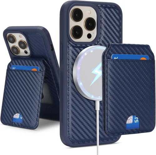 Vista 23 de Havaya Funda MagSafe compatible con iPhone 13 Pro Max con tarjetero - Funda magnética desmontable 2 en 1 - Ranuras para tarjetas de crédito de carga