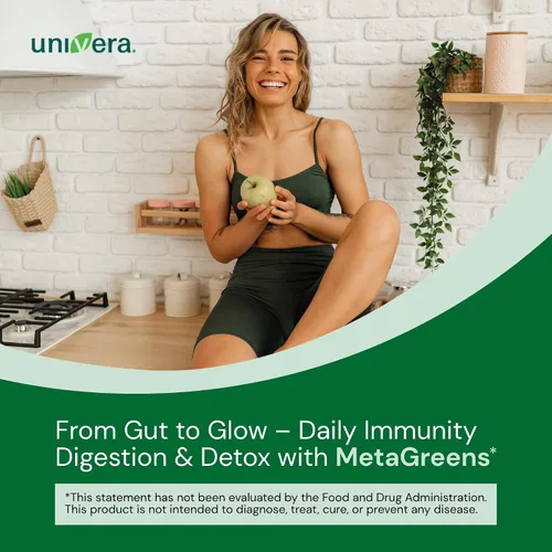Vista 5 de Univera Metagreens, polvo de mezcla de superalimentos verdes, mezcla de batidos con espirulina orgánica, antioxidantes vitales, alcalinizar