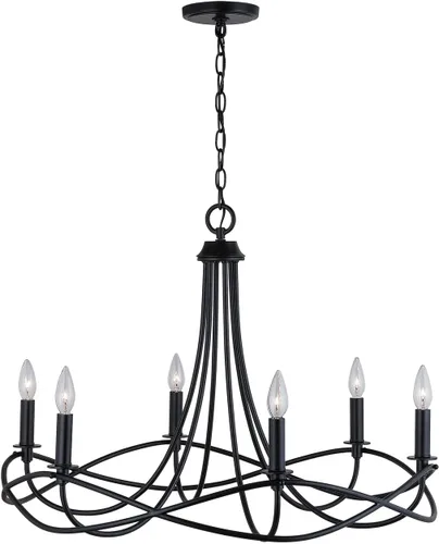 Vista 2 de Capital Lighting 431661MB Sonnet - Candelabro con marco de metal, 6 luces, 360 vatios totales, 22 pulgadas de alto x 30 pulgadas de ancho, negro mate