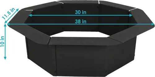 Vista 3 de Sunnydaze Anillo para hoguera al aire libre – 38 pulgadas exterior/30 pulgadas de diámetro interior inserto de anillo de fuego de acero – por encima