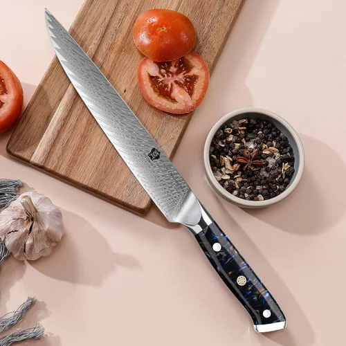 Vista 6 de WILDMOK Cuchillos para tallar de 9 pulgadas, cuchillo de sushi ultra afilado, para cuchillos de carne, cuchillos japoneses de acero de Damasco