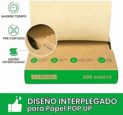 Vista 3 de EcoDispose Hoja de papel precortada POP UP Deli, paquete de 200, 6 "x 10.5 Papel kraft