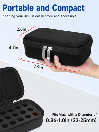 Vista 4 de LengKe Estuche de péptido de 18 ranuras para refrigerador, enfriador de insulina TravelCase para diabéticos estándar de 0.3 fl oz U-100 Viales, 0.3
