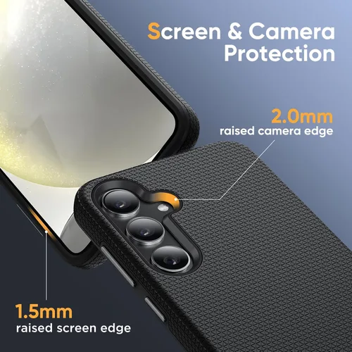 Vista 6 de Diaclara Funda diseñada para Samsung Galaxy S24 de 6.2 pulgadas, protector de pantalla de vidrio templado + protector de cámara a prueba de golpes