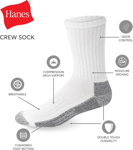 Vista 3 de Hanes Men's Work Socks, 6-Pack