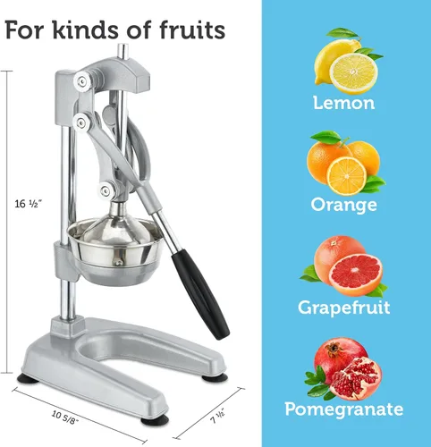 Vista 3 de Courant Exprimidor de jugo de naranja de acero aleado, resistente, fácil de limpiar, exprimidor profesional de cítricos, exprimidor de prensa manual