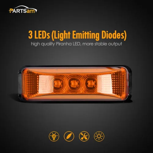 Vista 3 de Partsam Kit de luz LED de remolque de 12 V, barra de luz de identificación de remolque de camión de 14.17 pulgadas, 9 LED, 3 lámparas, barra de luz