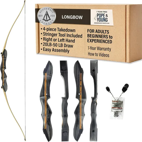Vista 7 de Southwest Archery Arco largo Ghost Takedown – Arco de caza de arco largo de 64 pulgadas – Mano derecha e izquierda – Pesos de tracción en 20 – 50