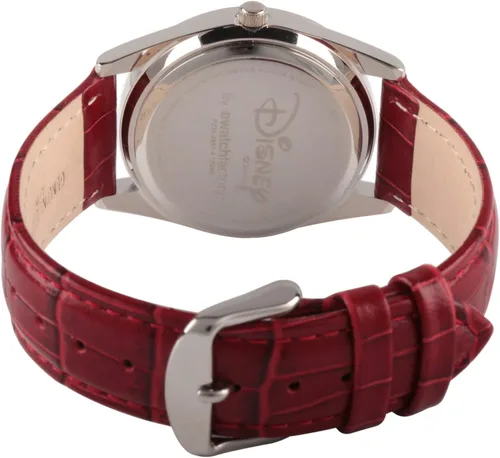 Vista 2 de Disney Reloj de cuarzo analógico redondo con purpurina para adultos, Rojo