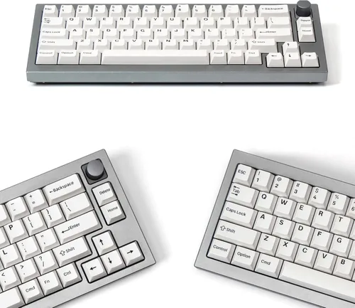 Vista 2 de Keychron Double Shot Cherry PBT Keycap - Juego completo de teclas (219 teclas), negro sobre blanco
