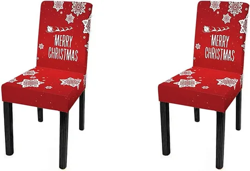 Vista 14 de XMNTG Juego de 6 fundas para sillas de Navidad, con estampado de ciervos, decoración de Navidad, fundas extraíbles para sillas antideslizantes Negro