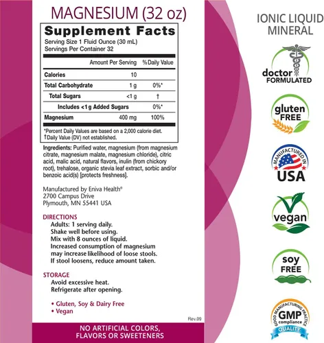 Vista 2 de Suplemento de magnesio iónico líquido (32 onzas) Salud digestiva, energía muscular y huesos. Formulado por médicos. Cero calorías. Cero azúcar. por