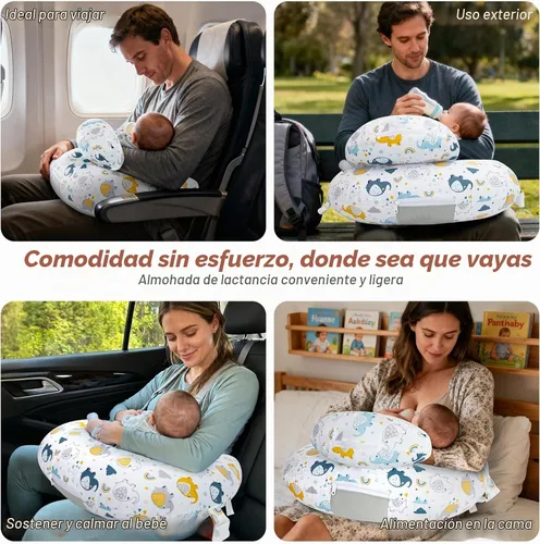 Vista 5 de KAKIBLIN - Almohada de lactancia inflable con correa, almohadas de lactancia materna Elefante
