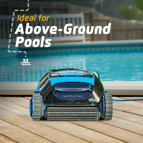 Vista 4 de Dolphin E10 - Aspiradora robótica automática para piscina, cepillo de limpieza activo, acceso a filtros de carga superior, ideal para piscinas sobre