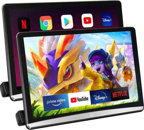 Vista 9 de 12.4 pulgadas 4K Android portátil coche TV monitor tableta para asiento trasero, teléfono soporte inalámbrico espejo enlace pantalla táctil