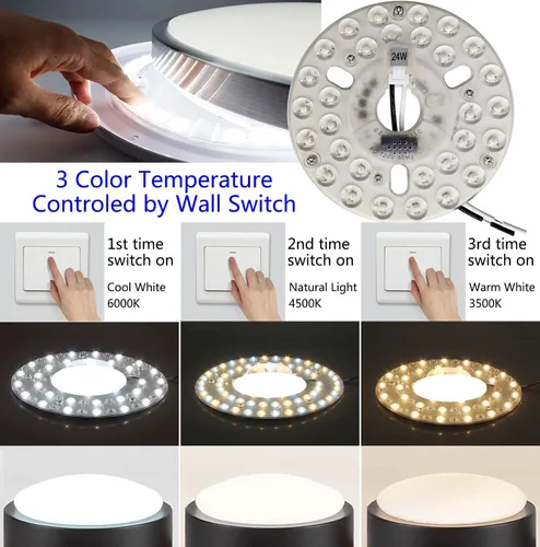 Vista 3 de 24W 5.3 "LED Kit de luz de ventilador de techo de repuesto LED Panel de tablero de luz con 3 funciones de memoria de temperatura