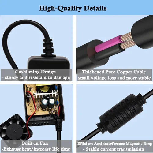 Vista 5 de Cargador eléctrico de scooter de 42 V 2 A para baterías de litio de 36 V, cable de carga con 4 enchufes, compatible con adaptador de corriente