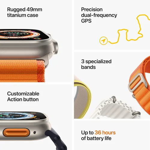 Vista 7 de Apple Watch Ultra [GPS + Celular 49mm] Caja de titanio con correa Alpine verde, pequeña (renovada)